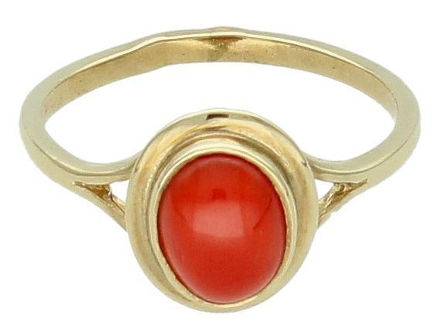 Pierścionek Owalny Koral Naturalny 333 AK 03 Pierścionek złoty ozdobiony kamieniem naturalnym koralem. Pierścionek wykonany z zachowaniem dbałości o każdy szczegół i detal1.jpg